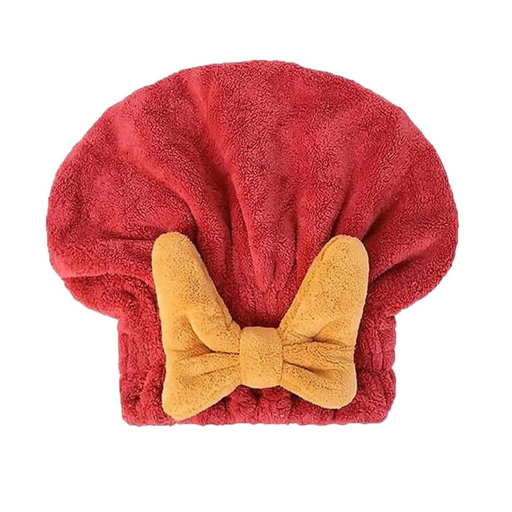 2PCS Super Absorbent Hair Towel Wrap for Wet Hair,Quick Dry Head Wrap with Bow-Knot Shower,Absorbent Hair Towel Wrap (Burgundy)
