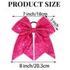 2 PCS 8" Large Glitter Cheer Bows Sequin Cheer Hair Bows Handmade for Jumbo Cheerleading Teen Girls Sports (Rose) view 2