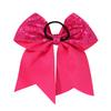 2 PCS 8" Large Glitter Cheer Bows Sequin Cheer Hair Bows Handmade for Jumbo Cheerleading Teen Girls Sports (Rose) view 3