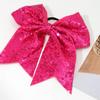 2 PCS 8" Large Glitter Cheer Bows Sequin Cheer Hair Bows Handmade for Jumbo Cheerleading Teen Girls Sports (Rose) view 4