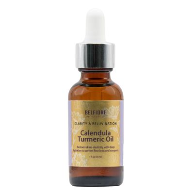 Belfiore Herbal Calendula Turmeric 100% Pure Natural Organic Oil, Healthy Skin, Collagen Boosting Anti Wrinkle, Vegan, 1 ounce