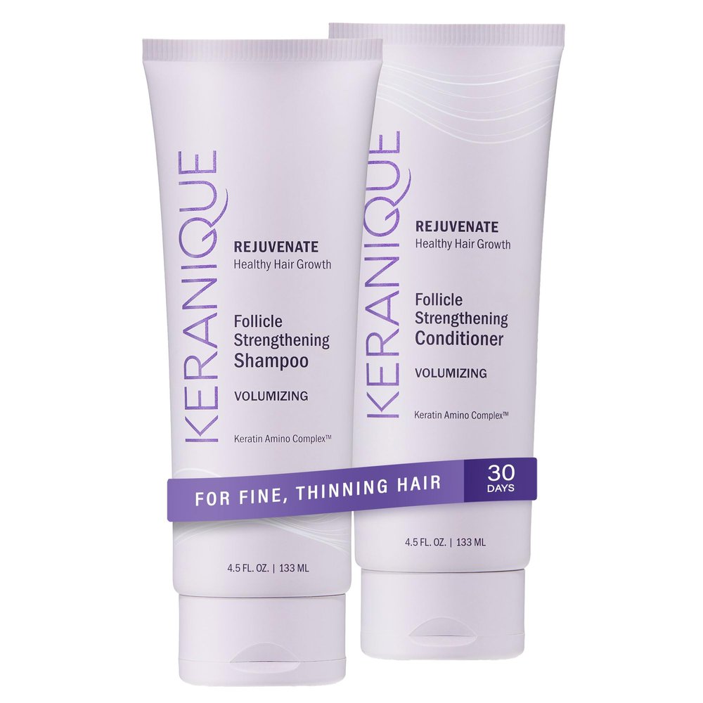 Keranique Shampoo and Conditioner - Volumizing Shampoo and Conditioner Set for Fine, Thinning Hair and Fuller Hair Growth - Keratin Enriched, Volume Thickening, Sulfate-Free, Color-Safe, Anti-Aging