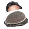 French Lace Mens Toupee Hair Pieces For Men Full Lace Toupee Real Human Hair Bleached Knots Natural Hairline US Stock Men Hair System (8"X10", #1B40 Off Black with 40%gray hair -110%density) view 1