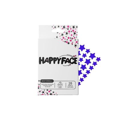 HappyFace Star Pimple Patches, Purple Acne Spot Dots, 28 Count, Hydrocolloid, Niacinamide, Centella, Calendula, Tea Tree Oil, All Skin Types