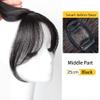 LesafeV Forehead Fringe Bangs Extension Human Hair 4x8cm Mini Hairpiece Clip in 25cm Head Top Replacement Topper (Middle Part French Temple Black) view 2
