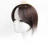 LesafeV Forehead Fringe Bangs Extension Human Hair 4x8cm Mini Hairpiece Clip in 25cm Head Top Replacement Topper (Middle Part French Temple Black) view 3