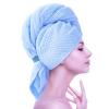 Large Microfiber Hair Towel Wrap for Women, Anti Frizz Hair Drying Towel with Elastic Strap, Fast Drying Hair Turbans for Wet Hair, Long, Thick, Curly Hair, Super Soft Hair Wrap Towels Dark Gray (Col view 2