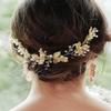 JWICOS Gold Leaf Headband for Women Bridal Wedding Hair Vine Headpiece Wedding Side Comb Handmade Hair Accessories for Brides and Costume Party view 2