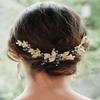 JWICOS Gold Leaf Headband for Women Bridal Wedding Hair Vine Headpiece Wedding Side Comb Handmade Hair Accessories for Brides and Costume Party view 3