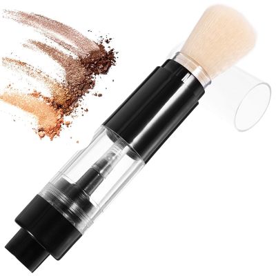 Beavorty Portable Refillable Powder Brush with Press and Spray Applicator for Loose Powder Blush Highlighter Face Makeup Tool