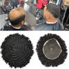 Afro Toupee Black Man Hiar Unit Full lace Weave Hair Unit Kinky Curly Hair Replacement Units For Black Mens Afro Toupee 8''X10'' 4MM Afro Wave #1 Jet Black view 1