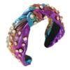 Gmmidea Rainbow Knotted Headband for Women Girls Glitter Crystal Rhinestone Headband Wide Knot Luxury Metallic Hairband Ladies Party Holiday Hair Hoop Purple view 1