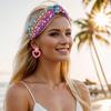 Gmmidea Rainbow Knotted Headband for Women Girls Glitter Crystal Rhinestone Headband Wide Knot Luxury Metallic Hairband Ladies Party Holiday Hair Hoop Purple view 2