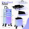 AROUS 5 in 1 Rolling Makeup Train Case Cosmetology Case on Wheels Large Cosmetic Organizer Travel Cart for Hairstylist Artist Nail Beauty Salon Barber,Silver view 2