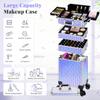 AROUS 5 in 1 Rolling Makeup Train Case Cosmetology Case on Wheels Large Cosmetic Organizer Travel Cart for Hairstylist Artist Nail Beauty Salon Barber,Silver view 4