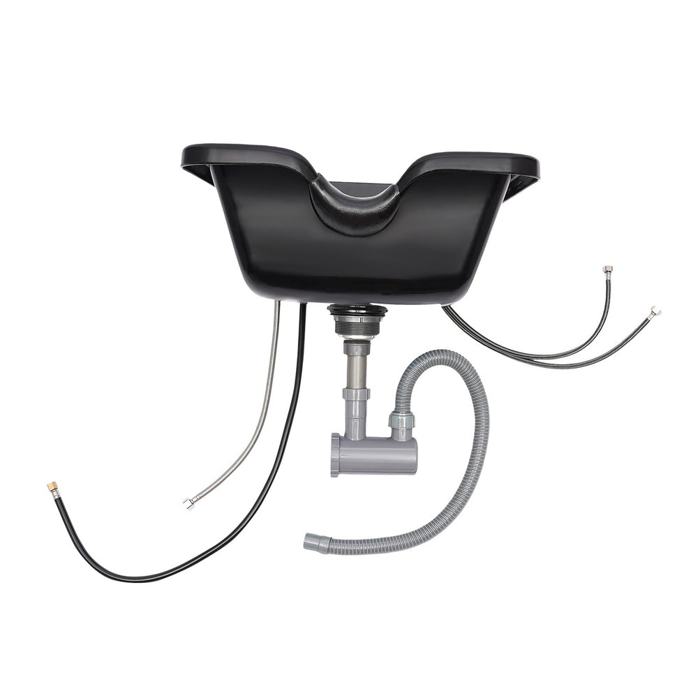 Shampoo Bowl For Salon, Wall Mounted Backwash ABS Salon Spa Barber Equipment With Spray Head, Professional Salon Spa Beauty Brushed Sink 9.84" in Depth, Portable Shampoo Bowl for Hair Stylists