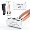 FREED Customized gifts Engraving Shaving Kit - Safety Razor with metal handle include razor base, razor travel case and 10 blades,it's the best gift for men (Champagne gold) view 1
