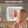 Hasipu Vanity Mirror with Lights, 14" x 10" LED Makeup Mirror, 3 Modes Light, Smart Touch Control Dimmable, 360Rotation, Rectangle White Frame, with 5X Magnifying Glass view 3