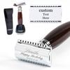 FREED Customized gifts Engraving Shaving Kit - Safety Razor with metal handle include razor base, razor travel case and 10 blades,it's the best gift for men (Purple-Brown) view 1