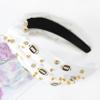 Gmmidea Football Knotted Headband Pearl Rhinestone Game Day Headbands for Women Top Knot Beaded Jeweled Headband Wide Twist Sports Fan Hairband Football Hair Accessories White view 4