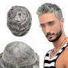 Toupee for Men Hair System Replacement French Swiss Lace Mens Toupee Poly Thin Skin Human Hair Piece Bleached Knot (6"X8", #1B80 Off Black+80% Gray-80% Light Density) view 1