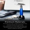 FREED Customized gifts Engraving Shaving Kit - Safety Razor with metal handle include razor base, razor travel case and 10 blades,it's the best gift for men (Metallic Cobalt Blue) view 2