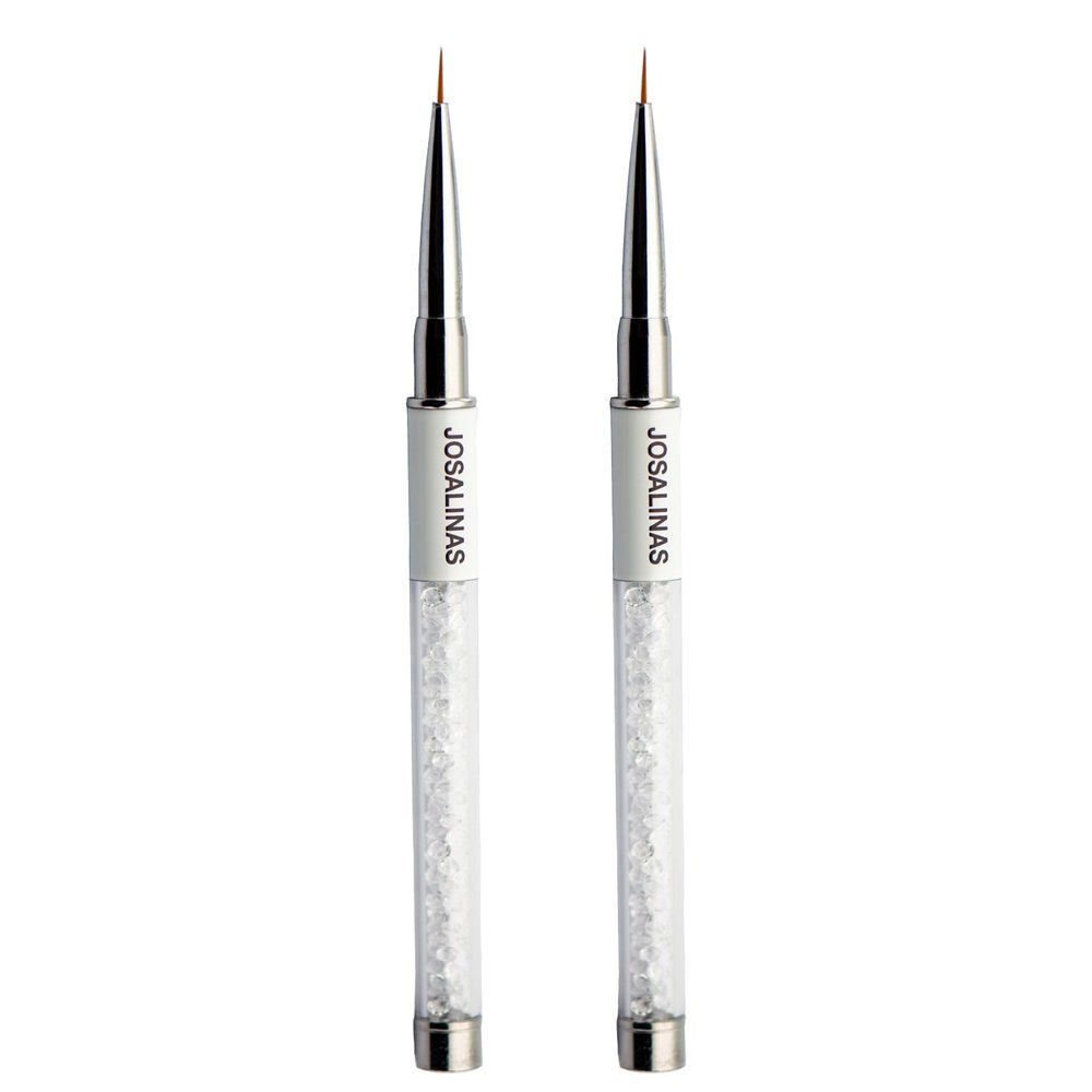 JOSALINAS Nail Brushes Art Pen 2PCS, Gel Polish Painting Tools with Nail Extension Gel Builder, Salon at Home DIY Manicure (White-Liner#7mm)