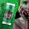 Brzeaf Waterproof Christmas Green Glitter Stick, Chunky Glitter for Face/Body/Hair/Eyes/Lip, Singer Concert Music Rave Festival, Glitter Stick Makeup & Face Glitter Gel for Women Men 0.56 OZ view 2