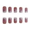 24Pcs Christmas Press on Nails Short Square Fake Nails Acrylic False Nails with Silver Flash Powder Winter Snowflakes Design Full Cover Artificial Glue on Nails Winter Nail Decorations for Women Girls view 4
