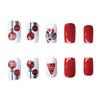 24Pcs Christmas Press on Nails Short Square Fake Nails Red Hydrangea Acrylic Nails Christmas Tree Bow Full Cover False Nails with Designs Press on Nails Winter Xmas Nail Art Decorations for Women Girl view 3