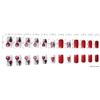 24Pcs Christmas Press on Nails Short Square Fake Nails Red Hydrangea Acrylic Nails Christmas Tree Bow Full Cover False Nails with Designs Press on Nails Winter Xmas Nail Art Decorations for Women Girl view 4