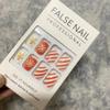 24Pcs Christmas Press on Nails Short Square Fake Nails Red Stripe Acrylic Nails Cute Elk Snowflake Full Cover False Nails with Designs Press on Nails Winter Xmas Nail Art Decorations for Women Girls view 2