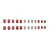 24Pcs Christmas Press on Nails Short Square Fake Nails Red Stripe Acrylic Nails Cute Elk Snowflake Full Cover False Nails with Designs Press on Nails Winter Xmas Nail Art Decorations for Women Girls view 3