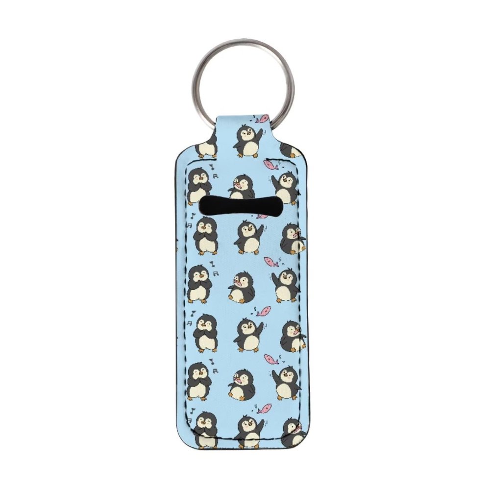 Baxinh Cartoon Penguin Printed Chapstick Holder Lip Balm Holder Lipstick Sleeve Pouch Lip Gloss Holder Marble Stocking Stuffers Gift for Women