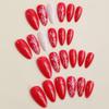 CEWEWP 24Pcs Christmas Press on Nails Almond Red Medium Glue on Nails with White Snowflakes Design Christmas Fake Nails Glossy Acrylic Nails Stick on Nails for Women Girls Christmas Nails Decoration view 2