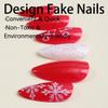 CEWEWP 24Pcs Christmas Press on Nails Almond Red Medium Glue on Nails with White Snowflakes Design Christmas Fake Nails Glossy Acrylic Nails Stick on Nails for Women Girls Christmas Nails Decoration view 4