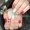 CEWEWP 24 Pcs Christmas Press on Nails Square Short Fake Nails with Embossed Gingerbread Man Designs Winter Full Cover Christmas Glue on Nails Christmas Acrylic Nails for Women DIY Decorations view 1