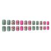 CEWEWP 24 Pcs Christmas Press on Nails Short Christmas Square Fake Nails with Grey Pink Snowman Designs Winter Full Cover Christmas Glue on Nails Christmas Acrylic Nails for Women DIY Decorations view 2