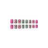 CEWEWP 24 Pcs Christmas Press on Nails Short Christmas Square Fake Nails with Grey Pink Snowman Designs Winter Full Cover Christmas Glue on Nails Christmas Acrylic Nails for Women DIY Decorations view 4