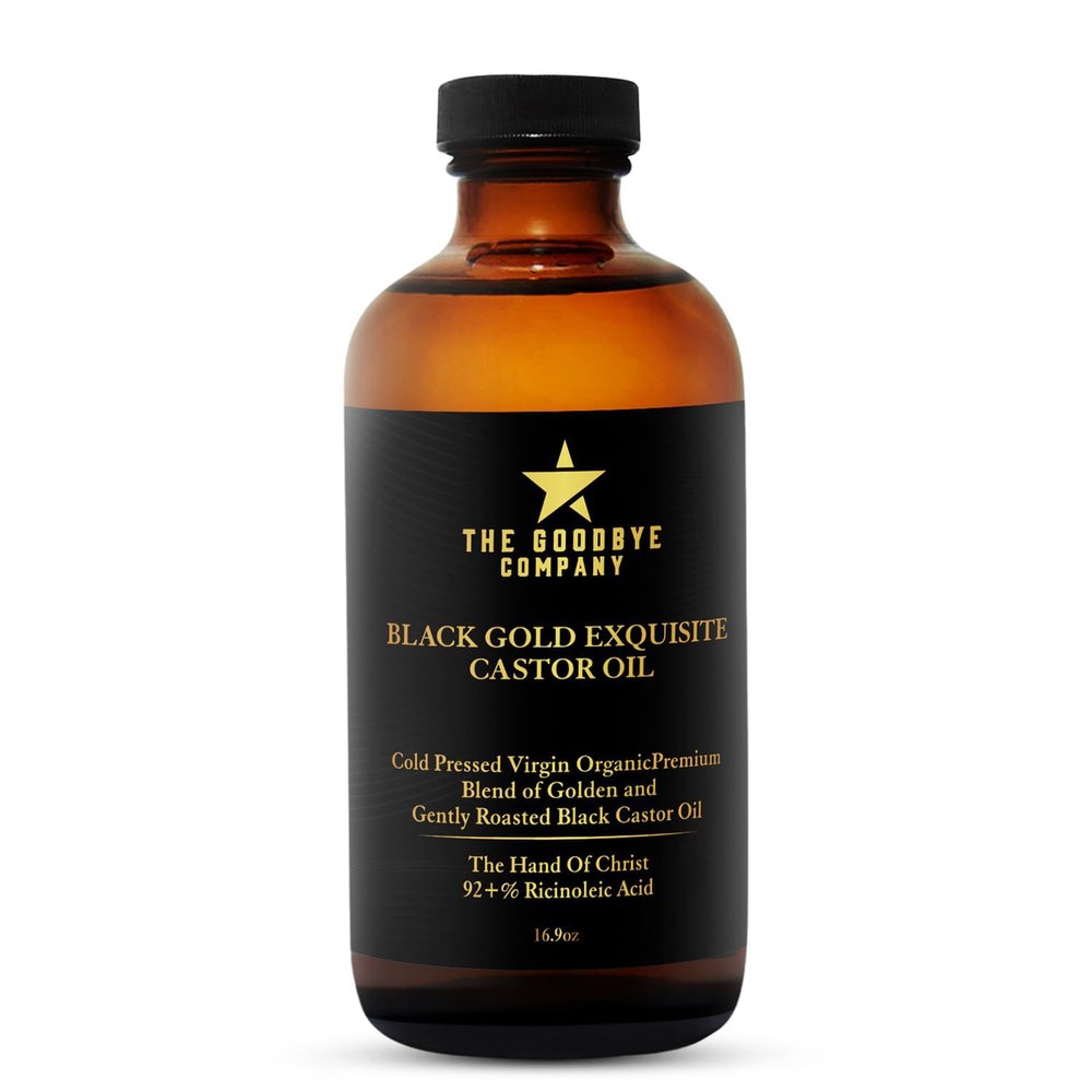 The Goodbye Company 100% Pure Organic Jamaican Black Castor Oil - Premium Cold-Pressed for Hair Growth, Skin Moisturizing, Eyelashes & Eyebrows - 16.9oz