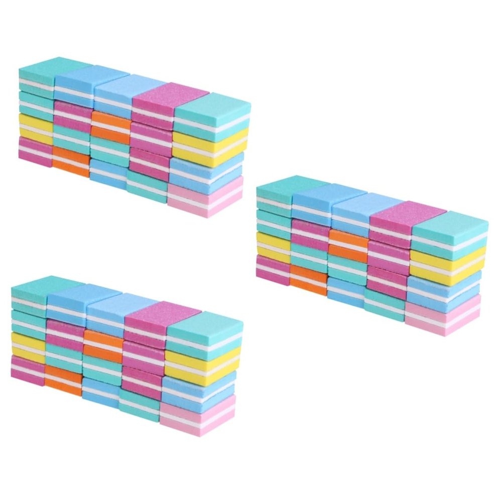 minkissy 150pcs Nail Art Files Small Sanding Cubes for Professional Manicure and Pedicure for Healthy Nail Care and Sanding Mixed Colors