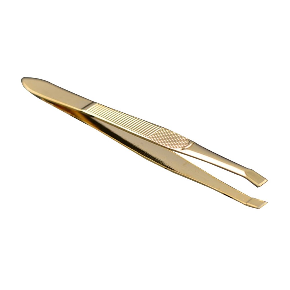 Mipcase Stainless Steel Gold-plated Eyebrow Tweezers with Comb Makeup Tool for Eyelash Extensions Durable and Portable Easy to Clean Essential Cosmetic Accessory