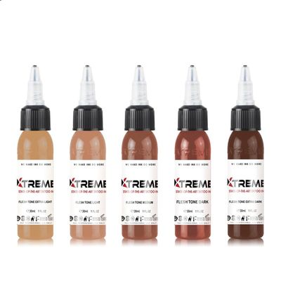 Xtreme Inks Flesh Tone Set, Unlock Realistic Skin Colors, Expertly Crafted Collection for Lifelike Tattoo Artistry, Perfect Blend of Hues, Expertly Formulated (1 oz)