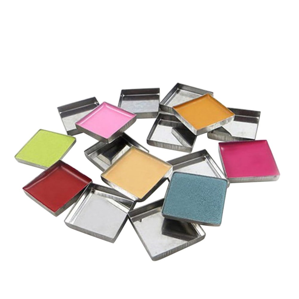 balacoo 56pcs Empty Square Metal Pans for Diy Eyeshadow Blusher Pressed Powder Makeup Magnetic Containers for Cosmetics Arts Crafts Projects