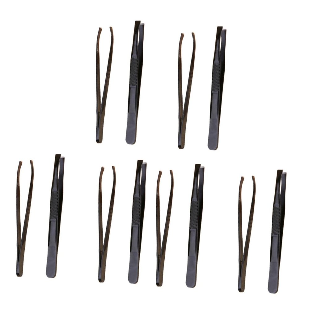 balacoo 12pcs Stainless Steel Eyebrow Tweezers for Precise Shaping Durable Makeup Accessories for Facial Hair Removal Portable Eyebrow Clamps and Trimmers Black Color