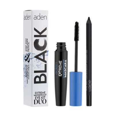 aden - Waterproof Mascara & Kajol - Hydrating, Smooth, Waterproof and Long-Lasting Extreme Mascara and Kajol Eyeliner Duo for Stunning Eye Makeup