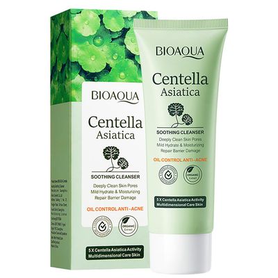 BIOAQUA Centella Asiatica Soothing Face Cleanser Oil Control Anti-Acne Deep Pore Clean Facial Hydrating Moisturizing 100g/3.5oz