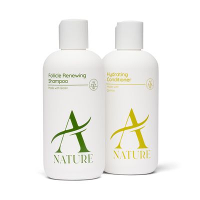 Anature Hair's Serene Nature Elegance Bundle, Shampoo +Conditioner, Supporting thicker hair, Made with Biotin and Quinoa, Recommended by Doctors, Natural Banana scent - 8.5 fl oz each
