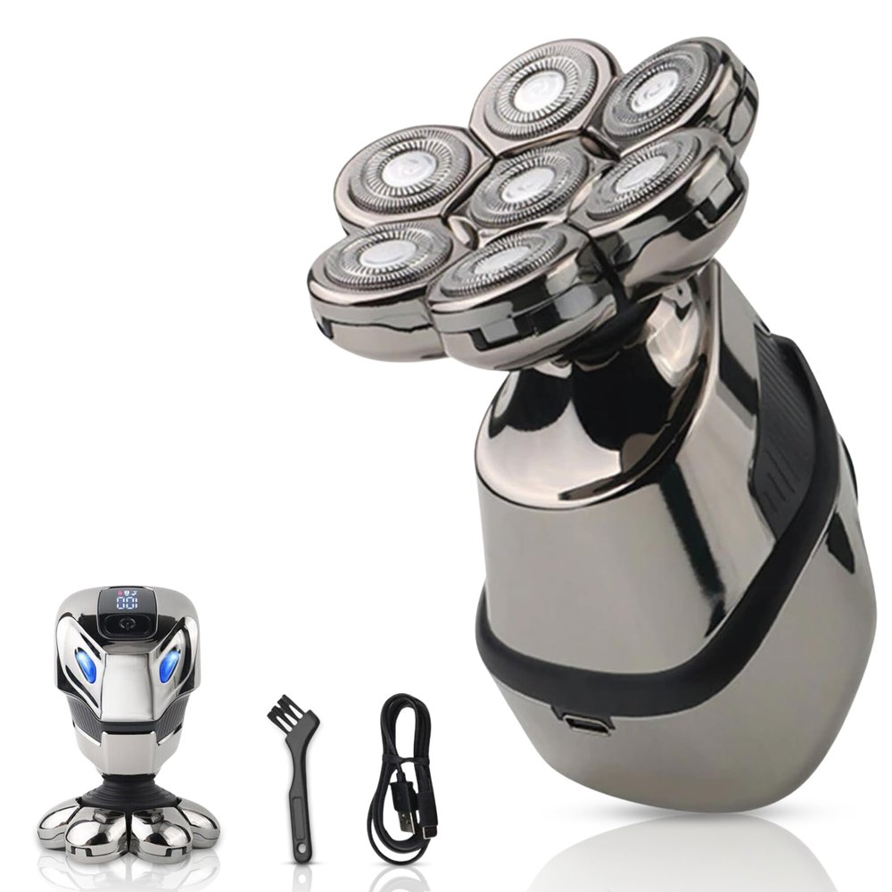 7D Head Shavers for Bald Men - Electric Detachable Bald Shavers - IPX7 Waterproof Wet Dry Razor for Blader - Rechargeable Type C Charger with Cleaning Brush