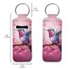 Baxinh Flowers Hummingbird Printed Chapstick Holder Keychain Clip-on Sleeve Chap Stick Pouch Lip Balm Holsteror Lipstick Tracker Safeguard, Pink view 2